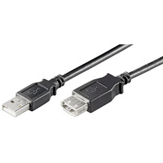 Ewent Câble USB 2.0 Type A/Mâle à A/Femelle, Double Blindage AWG 28 en cuivre, débit de Transfert jusqu'à 480 Mbit, 1,8 m, Noir