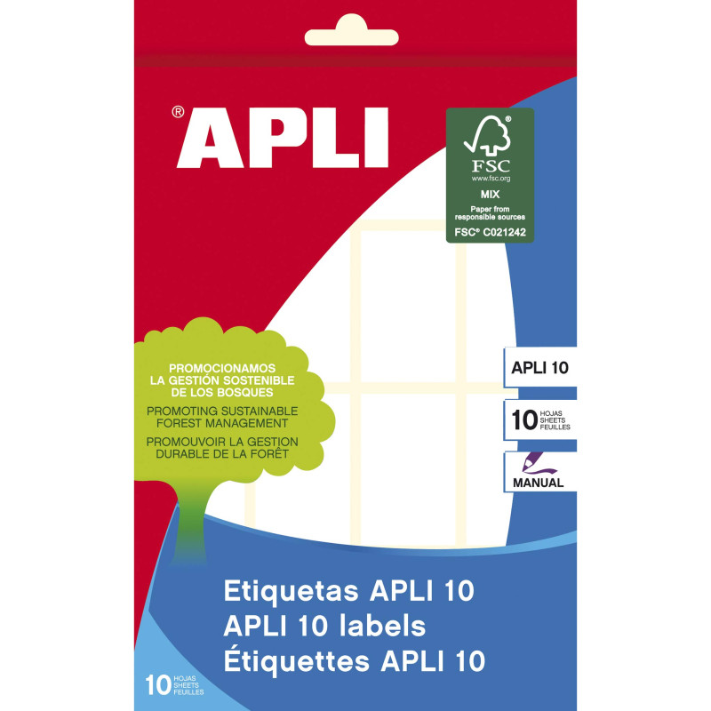 Apli Etui de 10 Etiquettes 25 x 40 mm Blanc Apli Etui de 10 Etiquettes 25 x 40 mm Blanc