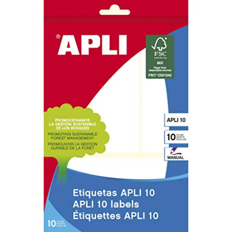 Étiquettes adhésives Apli 38 x 102 mm Blanc 10 Volets (10 Unités)