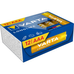 VARTA Piles AAA, paquet de 12, Longlife Power, alcalines, 1,5V, Cube, emballage recyclé à 90%, adaptées pour les télécommandes,