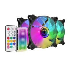 Mars Gaming MF-3DKIT Noir, Kit 3 Ventilateurs ARGB 360° 12cm, Miroir Infinity 3D, Système Anti-vibration, Contrôleur ARGB, Téléc