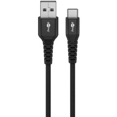 Goobay USB-A vers USB-C 60 W / 1 m câble textile flexible / Charge 480 Mbits / Super doux / Samsung, Xiaomi, Google, Nothing Pho