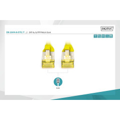 DIGITUS Câble LAN Cat 6A - 7m - RJ45 Câble réseau - S/FTP blindé - Compatible Cat-6 & Cat-7 - Jaune