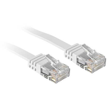 Lindy Câble réseau plat Patch cat.6 U/UTP, cuivre, blanc, 10m