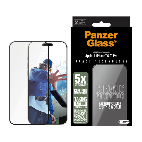 PanzerGlass Protection d'écran en céramique pour Apple iPhone 16 Pro Max 6,9" 2024 | Verre japonais ultra résistant – Protection