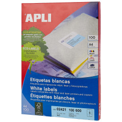Apli 707611 - Pack de 100 étiquettes Blanches pour Imprimante 99.1X93.1
