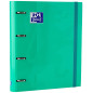 Oxford, Classeur 4 anneaux A4+ avec recharge et caoutchouc, couverture rigide, 80 feuilles, quadrillage 5 x 5, couleur menthe gl Oxford, Classeur 4 anneaux A4+ avec recharge et caoutchouc, couverture rigide, 80 feuilles, quadrillage 5 x 5, couleur menthe gl