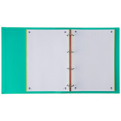 Oxford, Classeur 4 anneaux A4+ avec recharge et caoutchouc, couverture rigide, 80 feuilles, quadrillage 5 x 5, couleur menthe gl