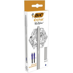 stylo bille bleue bic avec deux recharges pointe 1.0mm pour une largeur de trait moyen