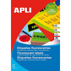 Apli 002872 Lot de 480 Etiquettes laser/copieur 64 x 33,9 mm Rouge Fluo