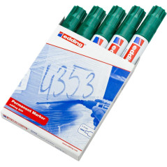 edding 800 Marqueur permanent - vert - 5 stylos - pointe biseautée 4-12 mm - pour des marquages larges - sèche vite, résiste à l