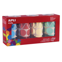 APLI Kids 19191 - Gommettes géométriques métallisées en rouleau - Couleurs et formes assorties - 27 mm.