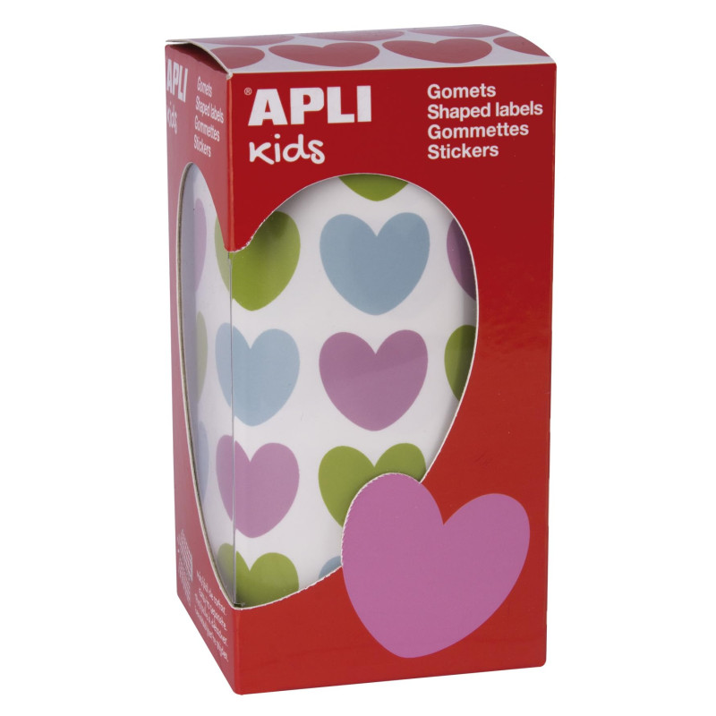 APLI KIDS 16796 - Rouleau de 900 gommettes coeurs multicolores 20x18 mm APLI KIDS 16796 - Rouleau de 900 gommettes coeurs multicolores 20x18 mm