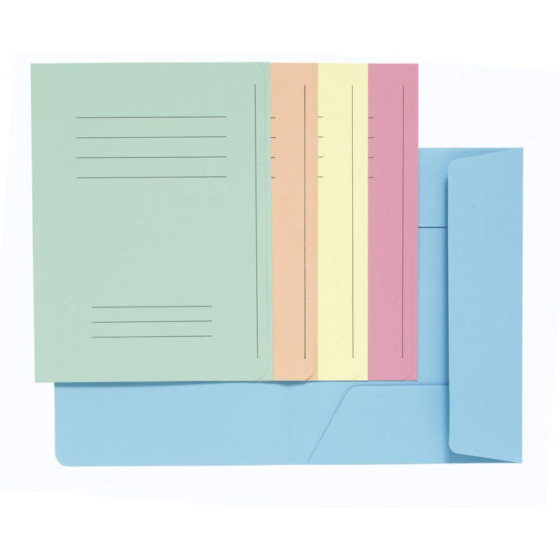 EXACOMPTA Paquet de 50 chemises 3 rabats avec cadre d'indexage SUPER 250, coloris assortis EXACOMPTA Paquet de 50 chemises 3 rabats avec cadre d'indexage SUPER 250, coloris assortis