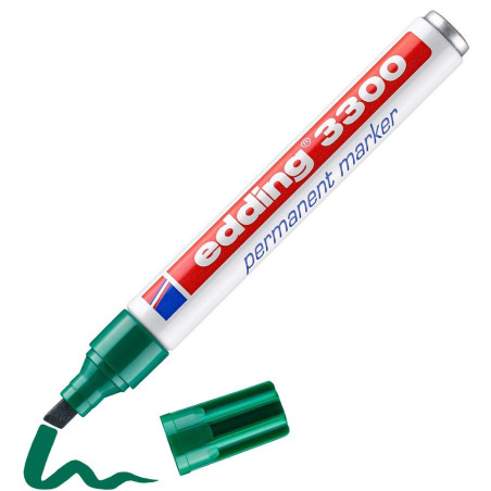 edding 3300 Marqueur permanent - vert - 1 stylo - pointe biseautée 1-5 mm - sèche vite - résiste à l'eau et à l'essuyage - pour