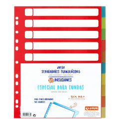 Grafoplás 41260700-juego d'intercalaires A4 de couleurs pour classeurs et dossiers, 10 positions