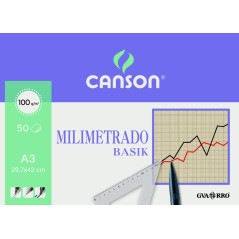 Canson Guarro Canson 200402863 Cahier 50 feuilles papier millimétré A3 90 g