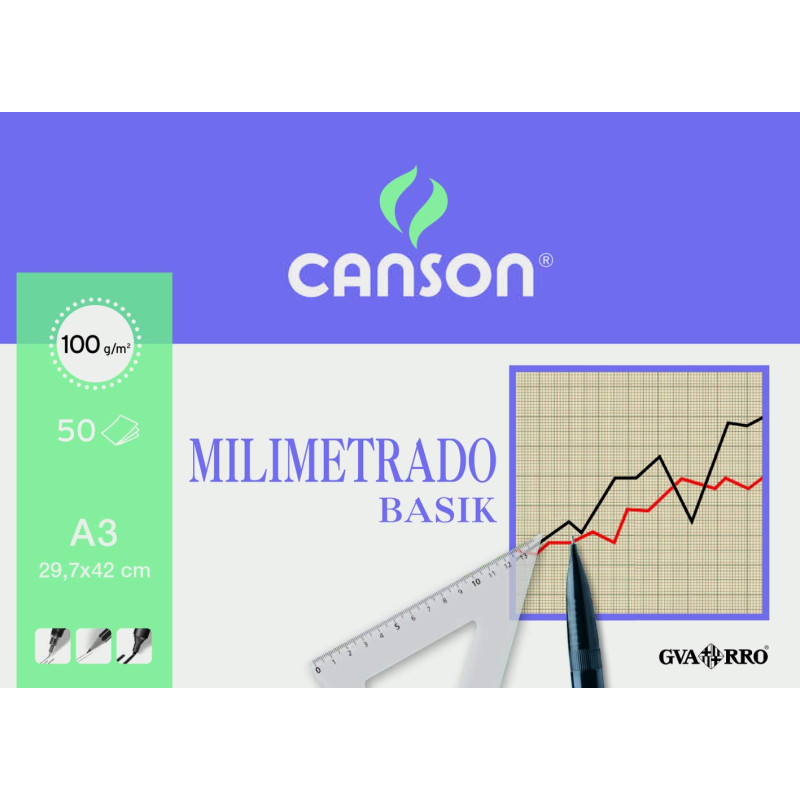 Canson Guarro Canson 200402863 Cahier 50 feuilles papier millimétré A3 90 g Canson Guarro Canson 200402863 Cahier 50 feuilles papier millimétré A3 90 g