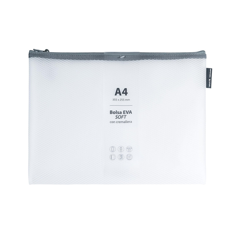 Grafoplás Sac avec fermeture éclair EVA Soft A4 | Couleur blanche | Toucher doux | Zipper Bag fabriqué en caoutchouc EVA transpa Grafoplás Sac avec fermeture éclair EVA Soft A4 | Couleur blanche | Toucher doux | Zipper Bag fabriqué en caoutchouc EVA transpa