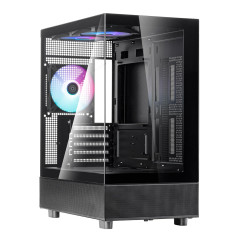 SilverStone Technology SST-LD04-B-ARGB - Série Lucid Châssis Micro-ATX panoramique avec Champ de Vision spectaculaire de 270°, L
