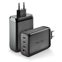 NGS Bud 240 W - Chargeur Mural Ultra Rapide avec 4 Ports, 3 USB-C(PD3.1 & PPS) 1 USB-A (QC 3.0 30 W) Compact et Portable pour Sm