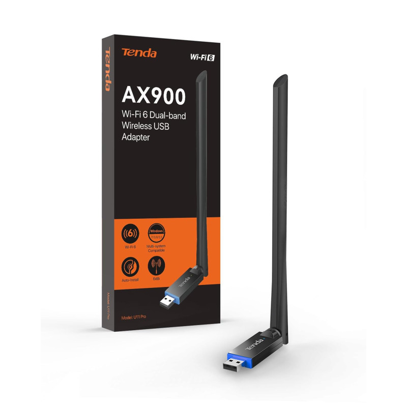 Tenda Clé WiFi Puissante AX900Mbps, USB Antenne WiFi 6dBi, Double Bande 5/2.4 Ghz, Soft-AP, WPA2, Windows7/10/11, U11 Pro Tenda Clé WiFi Puissante AX900Mbps, USB Antenne WiFi 6dBi, Double Bande 5/2.4 Ghz, Soft-AP, WPA2, Windows7/10/11, U11 Pro