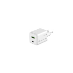 Chargeur média 43W 2 ports 1x USB-A/1x USB-C GaN, blanc
