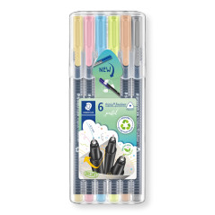 Staedtler Triplus Fineliner Boîte de 6 stylos de bureau Couleurs pastel, 334 SB6