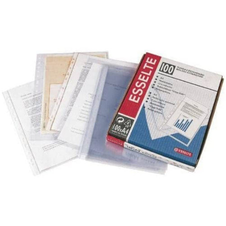 ESSELTE 46114 - Fundas portadocumentos COPYSAFE PP Piel de naranja con refuerzo (caja 100 ud.) Folio. 16 taladros