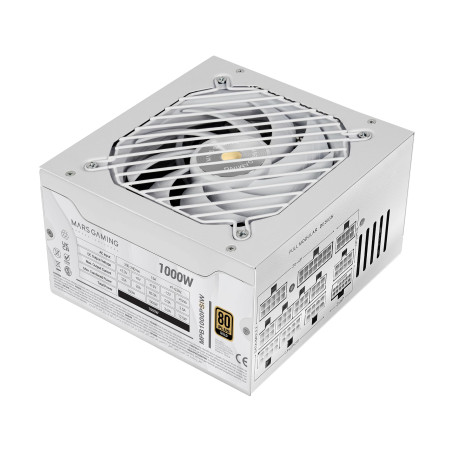 MARS GAMING MPB1000PSI, Alimentation Full Modulaire ATX 1000W, Garantie 10 Ans, 80Plus Gold 90%, Ventilateur SI 14cm, Technologi