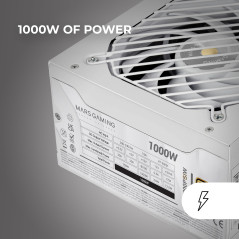 MARS GAMING MPB1000PSI, Alimentation Full Modulaire ATX 1000W, Garantie 10 Ans, 80Plus Gold 90%, Ventilateur SI 14cm, Technologi