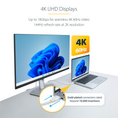StarTech.com Câble HDMI Haut Débit Certifié Premium de 1,8m, 4K 60Hz/1440p 144Hz, 18Gbps, Cordon HDMI 2.0, Gaine TPE, Blanc