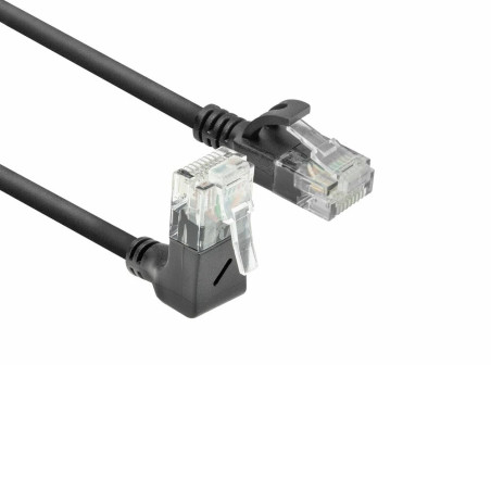 ACT Câble réseau CAT6A coudé à 90° vers le haut, câble LAN U/UTP LSZH fin 3,6 mm, câble Ethernet flexible avec fiche RJ45, pour