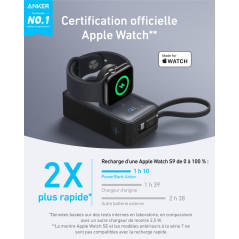 Anker Batterie Externe Magnétique 10000 mAh PD 35W avec câble USB-C intégré, Power Bank Charge Rapide, pour Apple Watch, iPhone