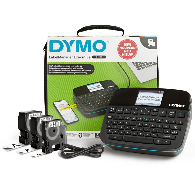 DYMO LabelManager Executive 640 CB Imprimante d'étiquettes avec mallette de transport et 3 cassettes D1 | Étiqueteuse compacte a DYMO LabelManager Executive 640 CB Imprimante d'étiquettes avec mallette de transport et 3 cassettes D1 | Étiqueteuse compacte a