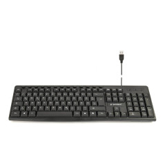 Gembird USB Clavier Allemand, QWERTZ Noir Touches multimédia, Touches à Frappe silencieuse