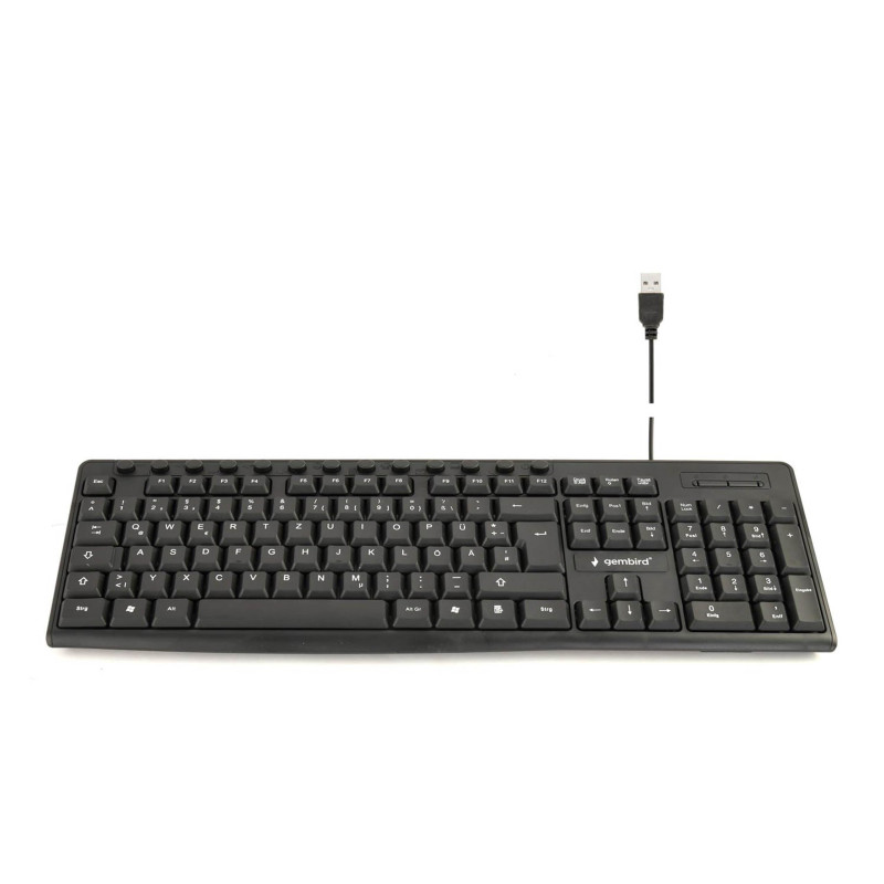 Gembird USB Clavier Allemand, QWERTZ Noir Touches multimédia, Touches à Frappe silencieuse Gembird USB Clavier Allemand, QWERTZ Noir Touches multimédia, Touches à Frappe silencieuse