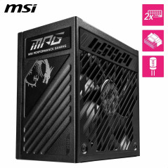 MSI MPG A1250GS PCIE5 Bloc d'alimentation Prise EU, 1250W, Certifié 80 Plus Gold, ATX 3.1, Compatible PCIe 5.1, Deux câbles 12V-