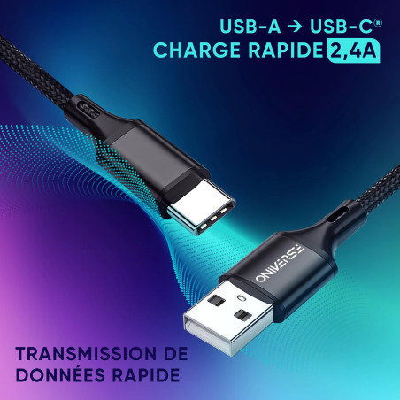 Oniverse Cable USB C, câble de charge tressé Type A vers Type C, Compatible avec PS5 Pro Slim Xbox series X|S Switch 2 PC MAC An