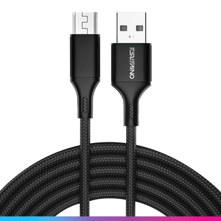 Oniverse Cable Micro USB, câble de charge tressé USB-A vers Micro USB, Compatible avec PS4 Pro Slim Xbox One PC MAC Android, 3 m