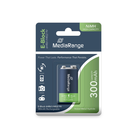 Media Range MRBAT124 Batterie Rechargeable Chrome 9V