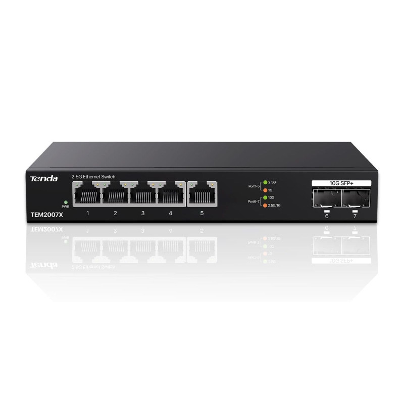 Tenda Switch 2,5 Gigabit, commutateur Ethernet 5 Ports 2,5G, 2 Ports SFP+ 10 Gbit/s, commutateur LAN Ethernet 2,5 Gigabit Non gé Tenda Switch 2,5 Gigabit, commutateur Ethernet 5 Ports 2,5G, 2 Ports SFP+ 10 Gbit/s, commutateur LAN Ethernet 2,5 Gigabit Non gé