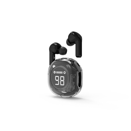 Gembird Ecouteurs Intra-Auriculaires TWS Transparents - sans Fil, Bluetooth, Rechargeable, Noir