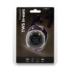 Gembird Ecouteurs Intra-Auriculaires TWS Transparents - sans Fil, Bluetooth, Rechargeable, Noir
