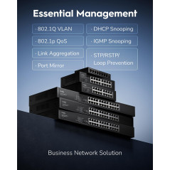 Cudy GS1024E Switch Gigabit Smart Managed 24 Ports, Plug & Play, Boîtier Métal Robuste, Ports Blindés, QoS, VLAN, IGMP, LAG, Mon