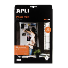 Apli 10417 - Papier photo Mat - 50 feuilles - Imprimante Jet d'encre - A4 - Séchage instantané