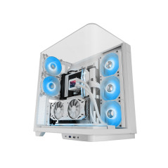 Mars Gaming MC-INFINIO, Boîtier Gaming ATX, Verre Trempé Courbé sans Cadre, 2X Ventilateurs ARGB 120mm, Montage Vertical Cartes