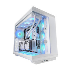 Mars Gaming MC-REV, Boîtier Gaming ATX, Double Verre Trempé, 3X Ventilateurs ARGB Inversés 12cm, Montage Vertical Cartes Graphiq