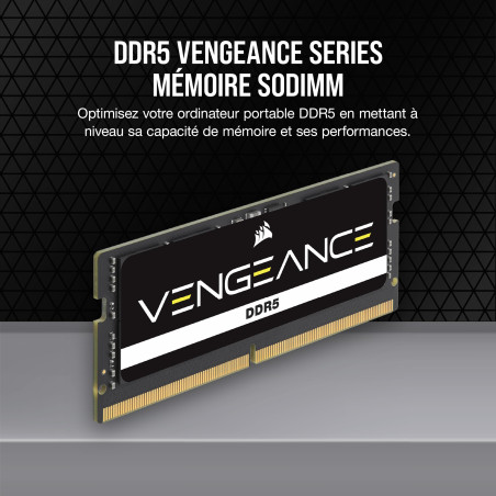 CORSAIR Vengeance SODIMM DDR5 RAM 24Go (1x24Go) 5600MHz CL48-48-48-90 1.1V Intel XMP 3.0 Mémoire des Ordinateurs Portables – Noi