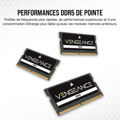 CORSAIR Vengeance SODIMM DDR5 RAM 24Go (1x24Go) 5600MHz CL48-48-48-90 1.1V Intel XMP 3.0 Mémoire des Ordinateurs Portables – Noi